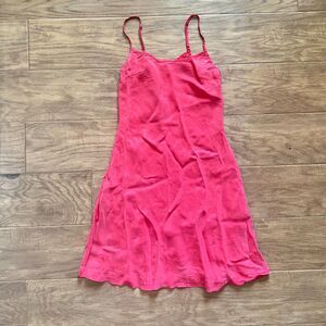 Anthropologie Pure + Good Cupro Slip Mini Dress S Coral Pink Spaghetti Strap